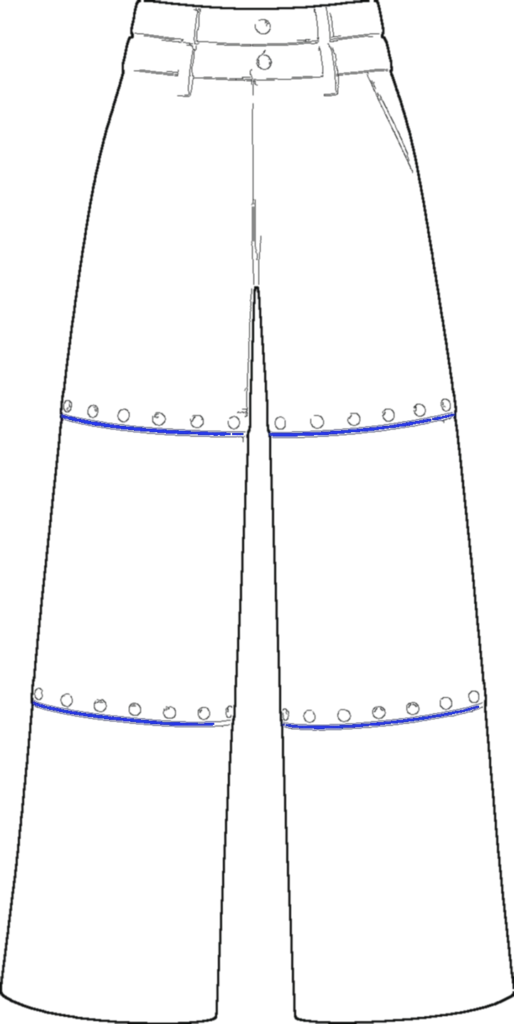 Snap-Line Wide Trouser, teknisk stregtegning