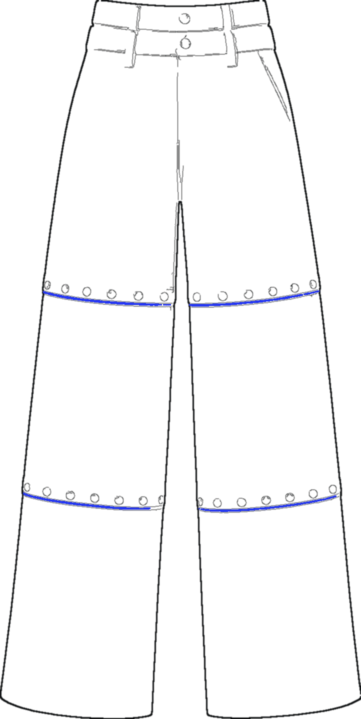Snap-Line Wide Trouser, technical line drawing