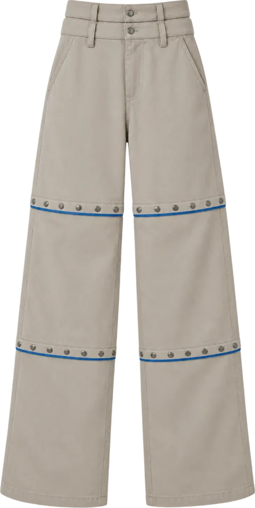 Snap-Line Wide Trouser, lang længde, lagt fladt