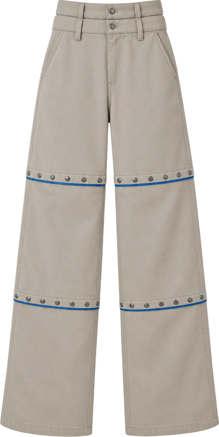 Snap-Line Wide Trouser, long length, laid flat