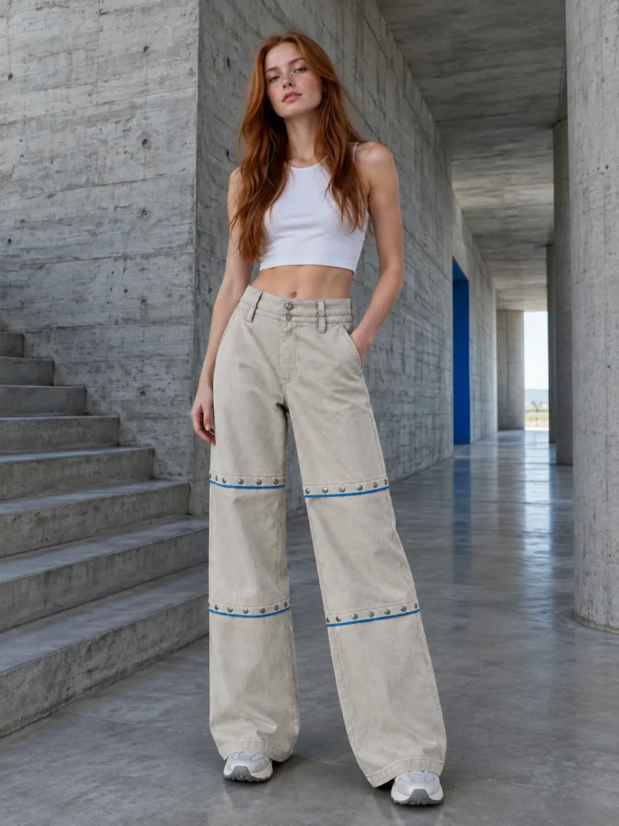 Snap-Line Wide Trouser, worn