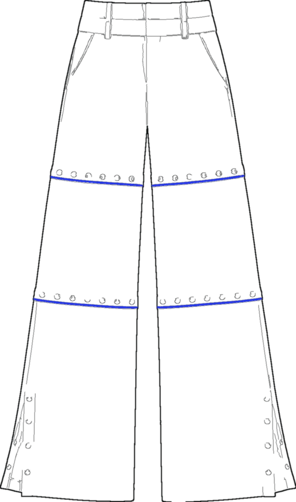 Split-Hem Convertible Trouser, dessin technique