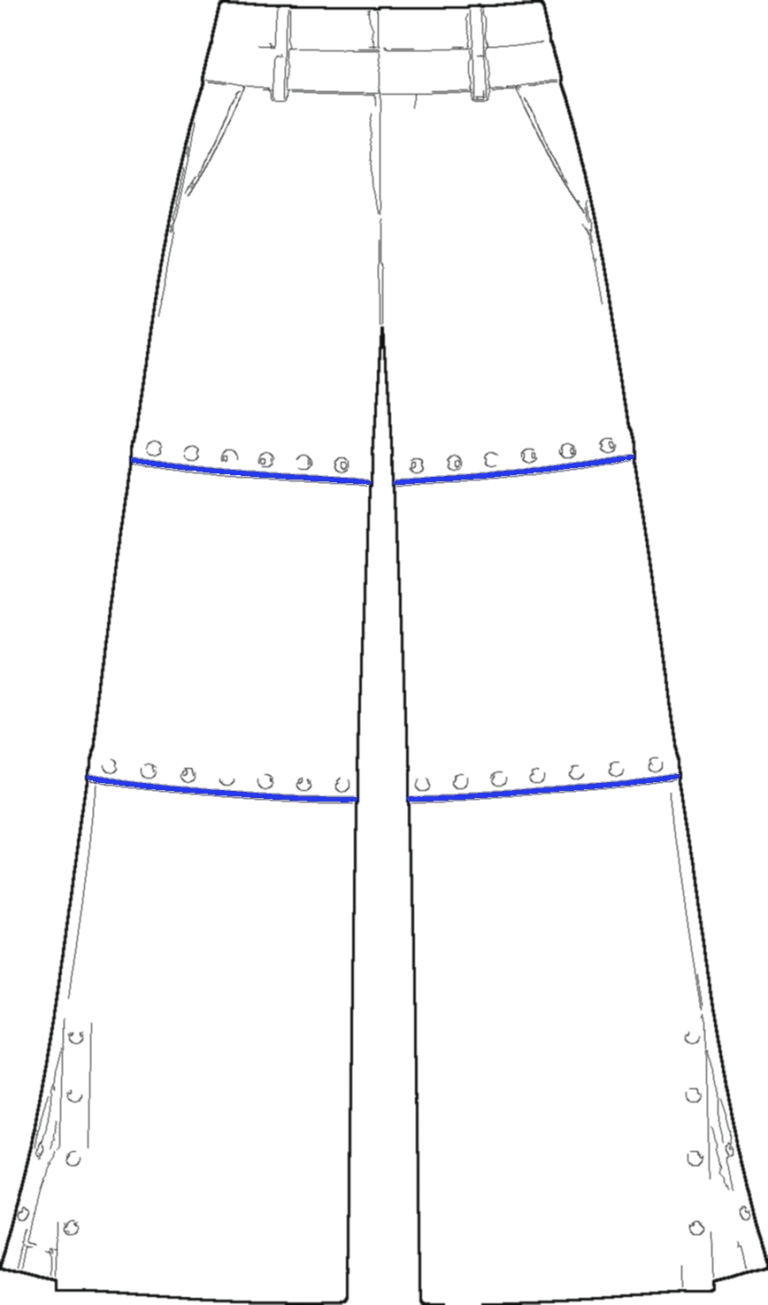 Split-Hem Convertible Trouser, technical line drawing