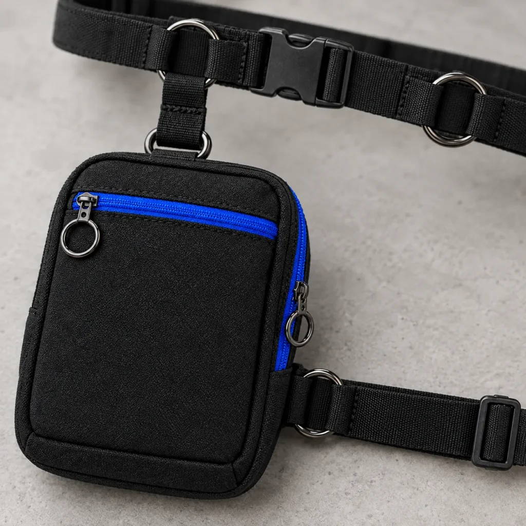 Thigh Strap Pouch, hardware close-up