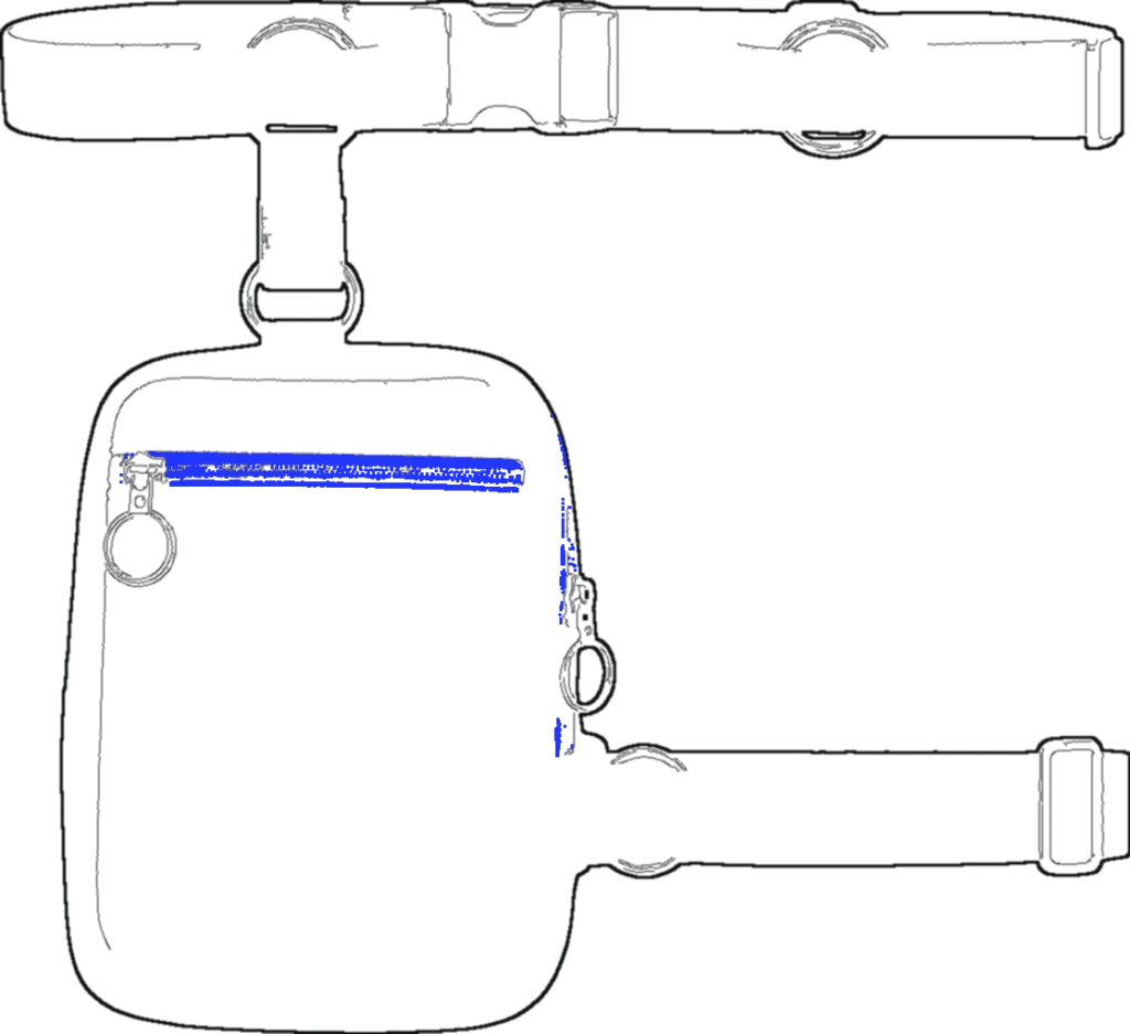 Thigh Strap Pouch, technical line drawing