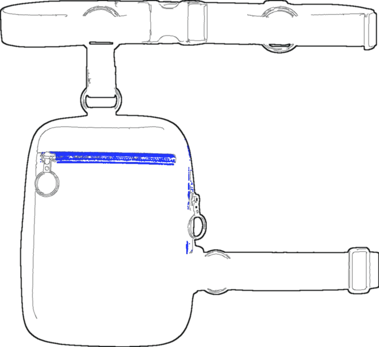 Thigh Strap Pouch, technical line drawing