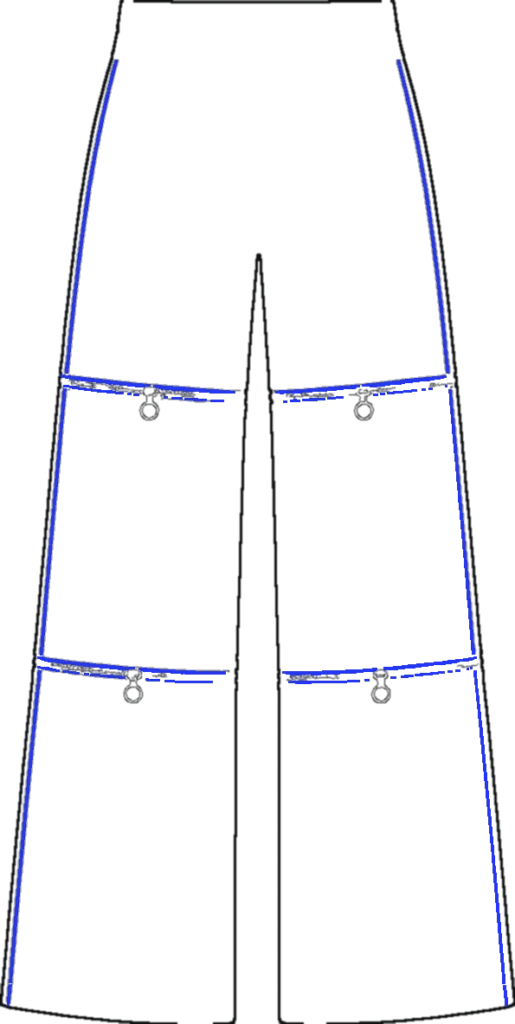 Track Convertible Trouser, teknisk stregtegning