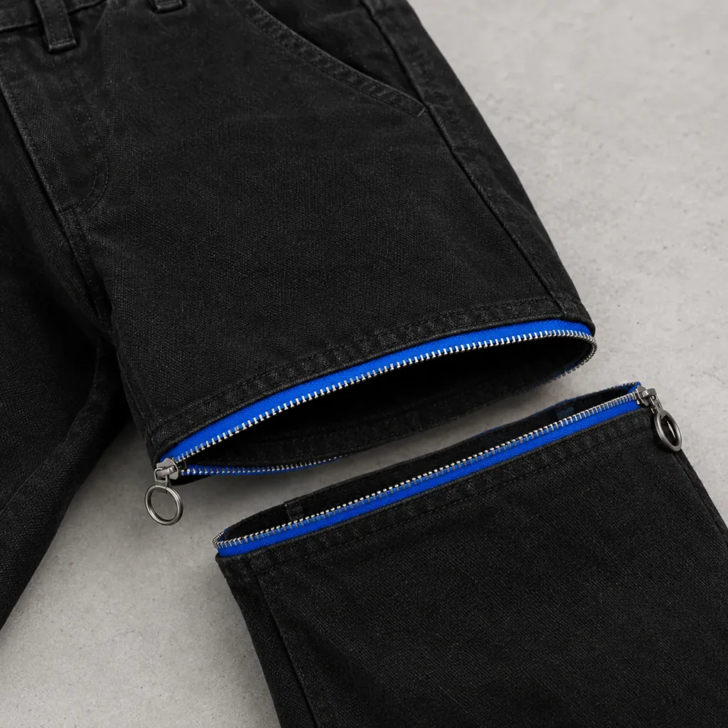 Tri-Length Canvas Wide Trouser, hardware close-up