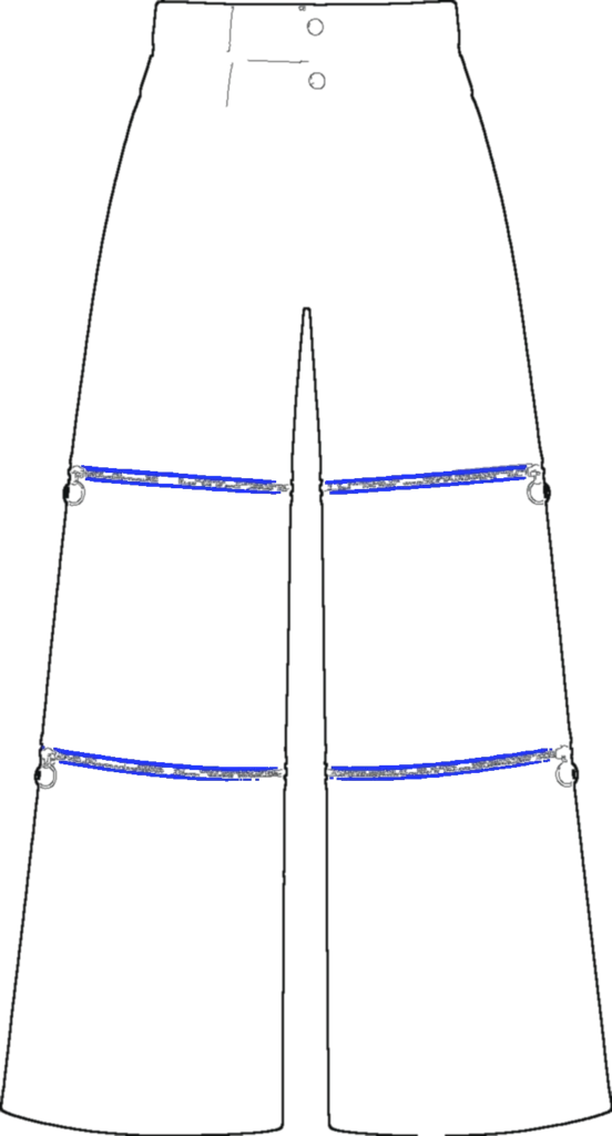 Tri-Length Canvas Wide Trouser, technical line drawing