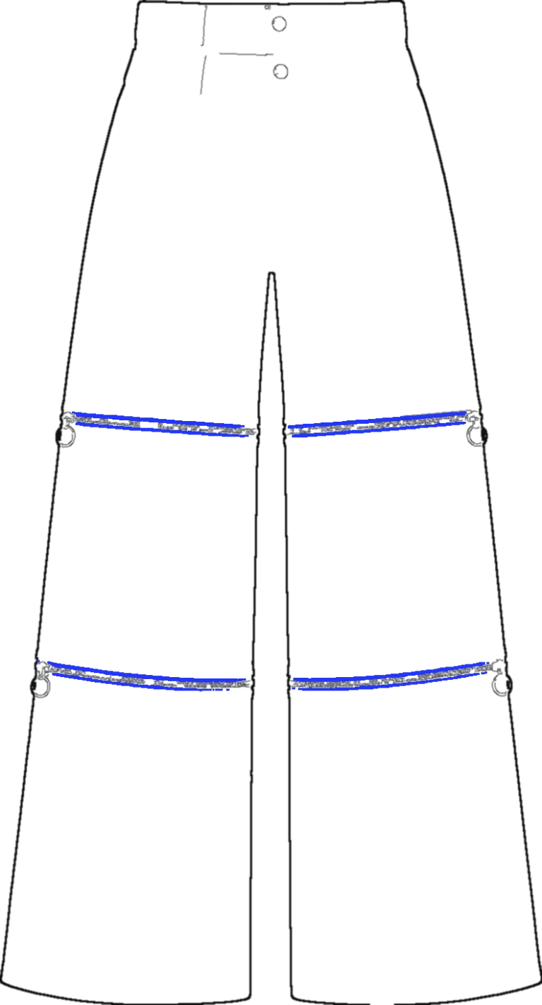 Tri-Length Canvas Wide Trouser, technical line drawing