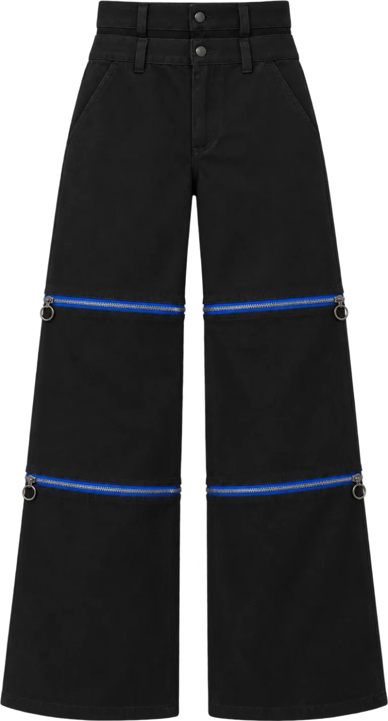 Tri-Length Canvas Wide Trouser, long length, laid flat