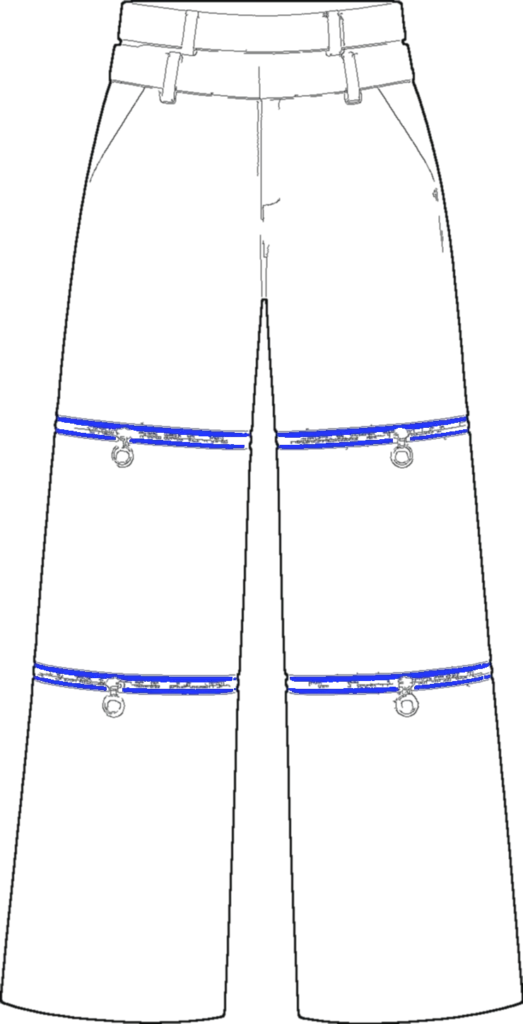 Tri-Length Twill Wide Trouser, technical line drawing