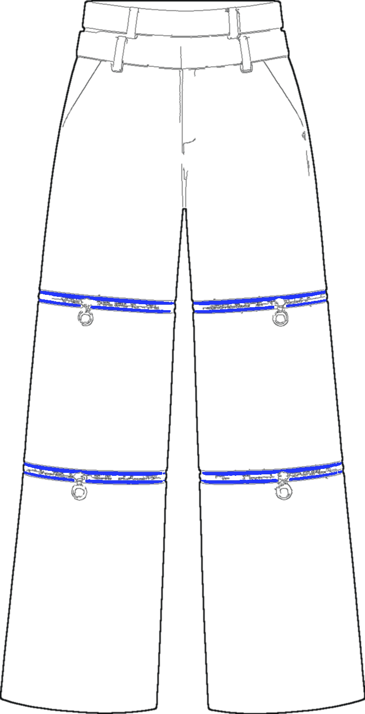 Tri-Length Twill Wide Trouser, technical line drawing