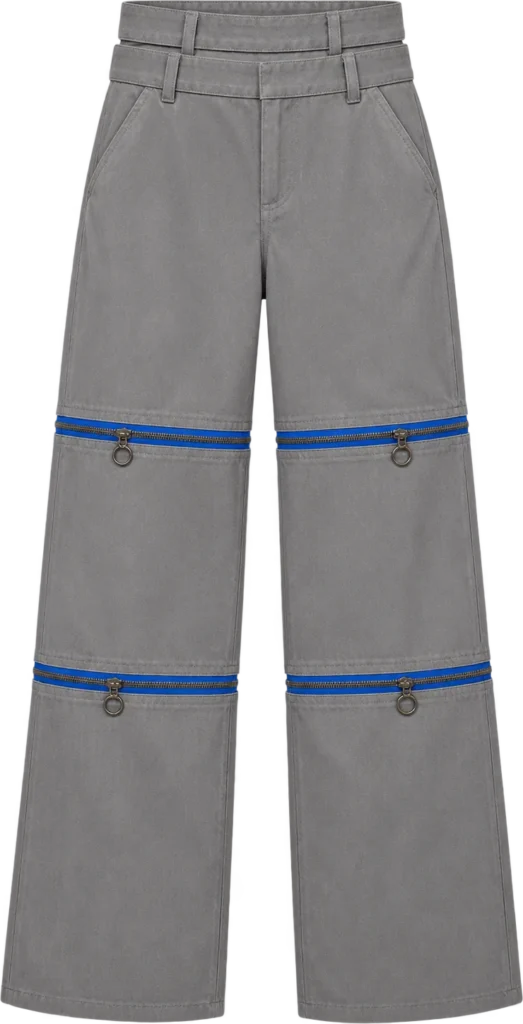Tri-Length Twill Wide Trouser, long length, laid flat