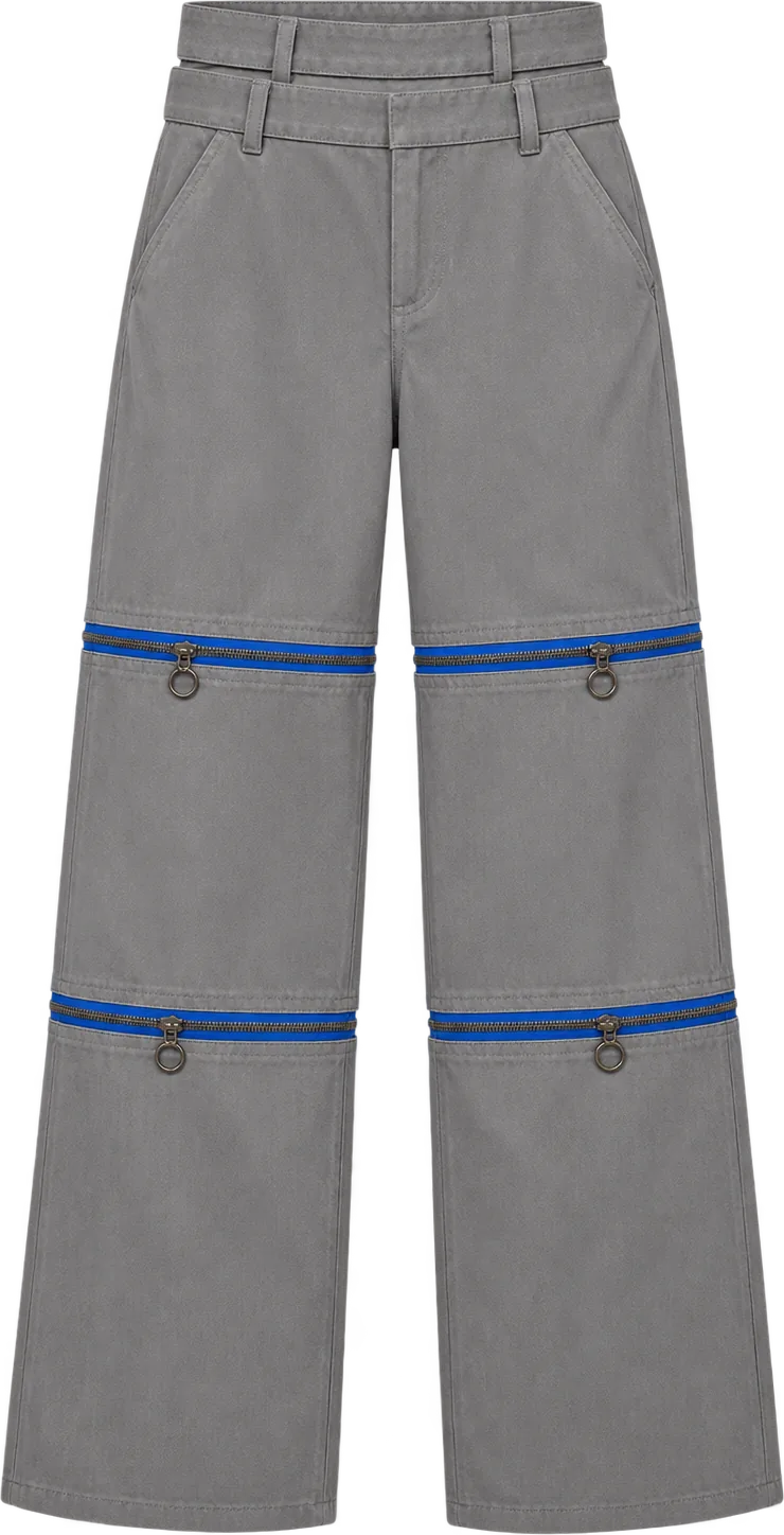 Tri-Length Twill Wide Trouser, long length, laid flat