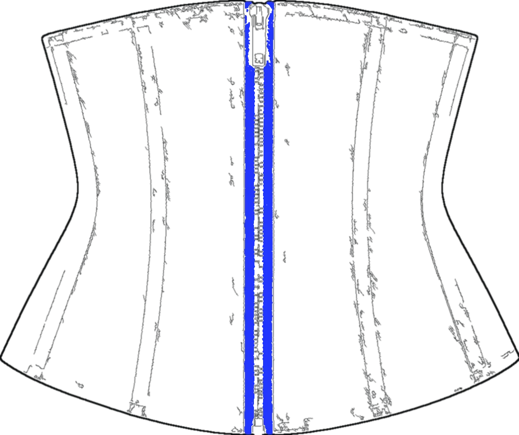 Twill Waist Corset, technical line drawing