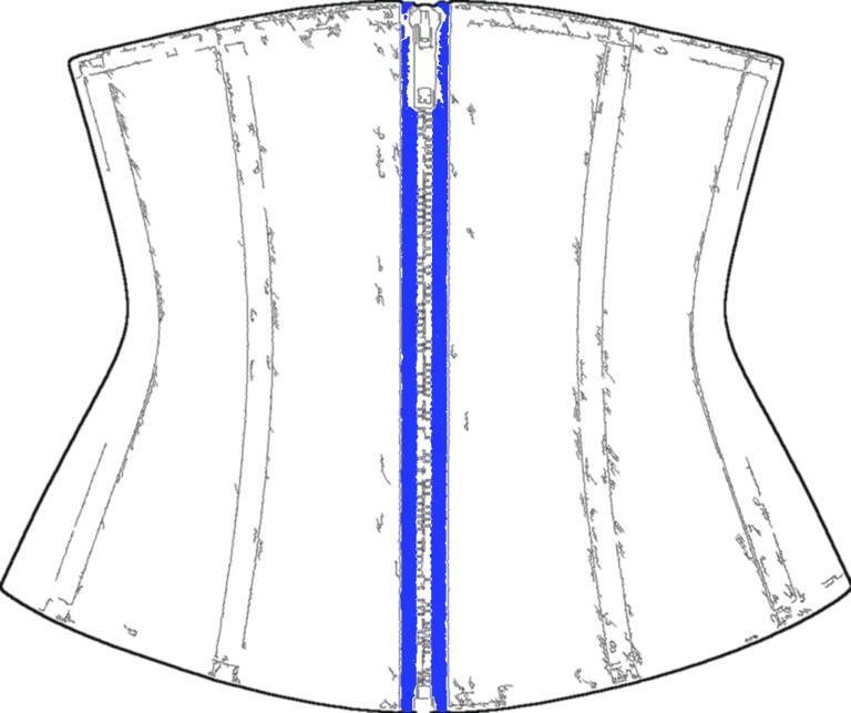 Twill Waist Corset, technical line drawing