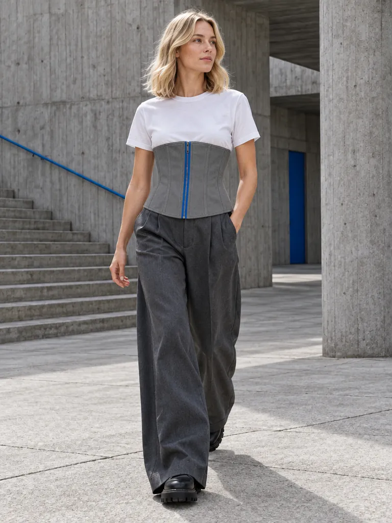 Twill Waist Corset, worn