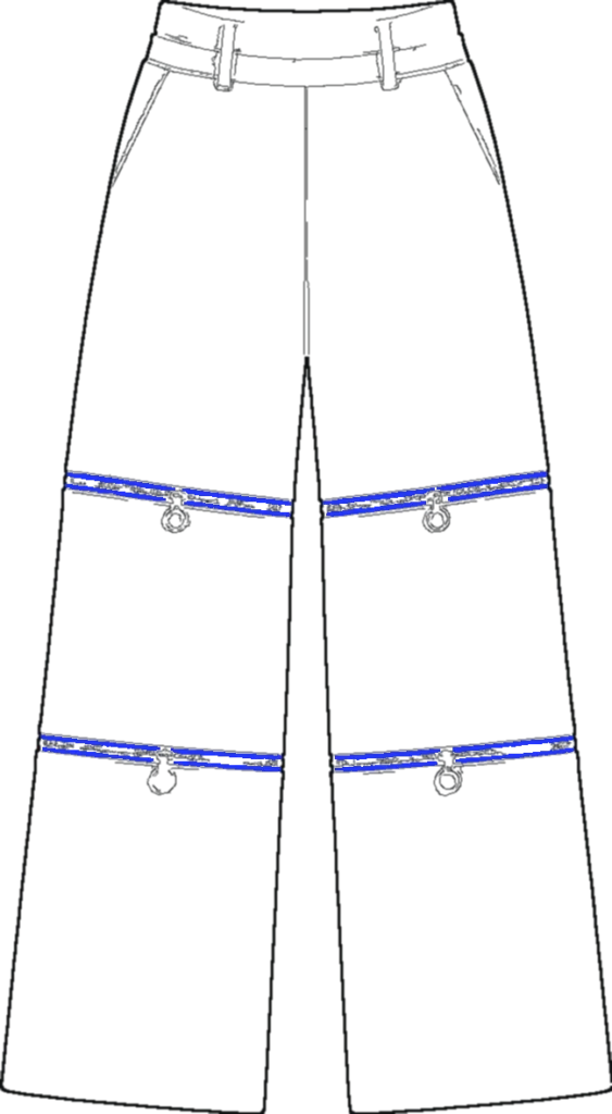 Wide Sweat Convertible Trouser, technical line drawing