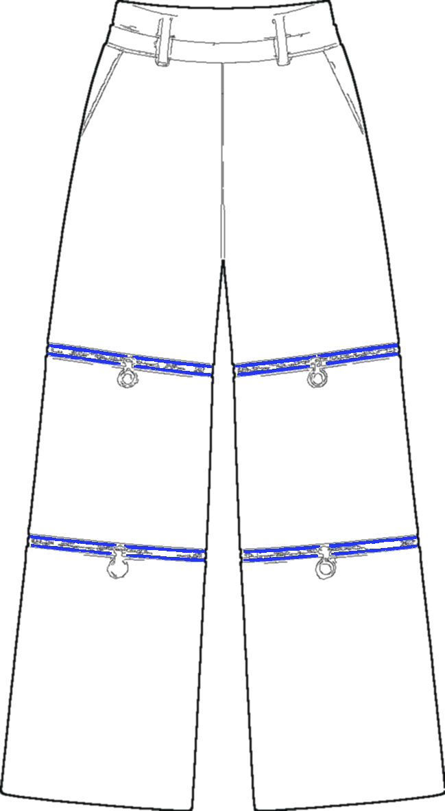Wide Sweat Convertible Trouser, technical line drawing