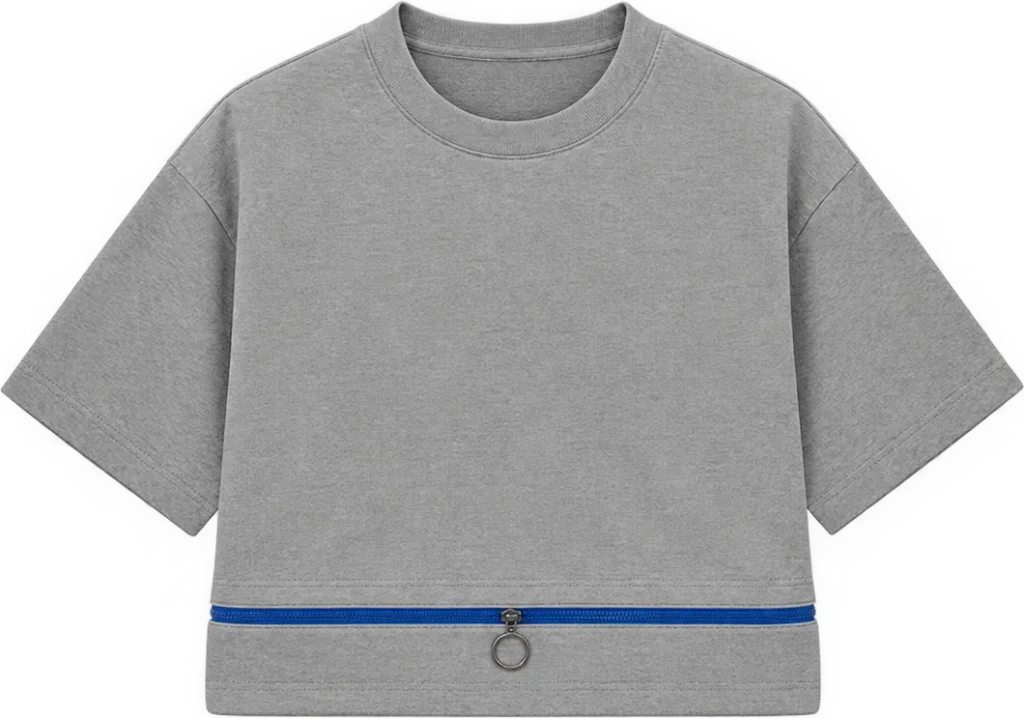 Zip-Hem Cropped Tee, front, laid flat