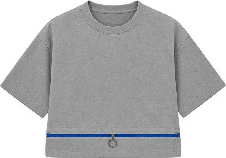 Zip-Hem Cropped Tee, front, laid flat