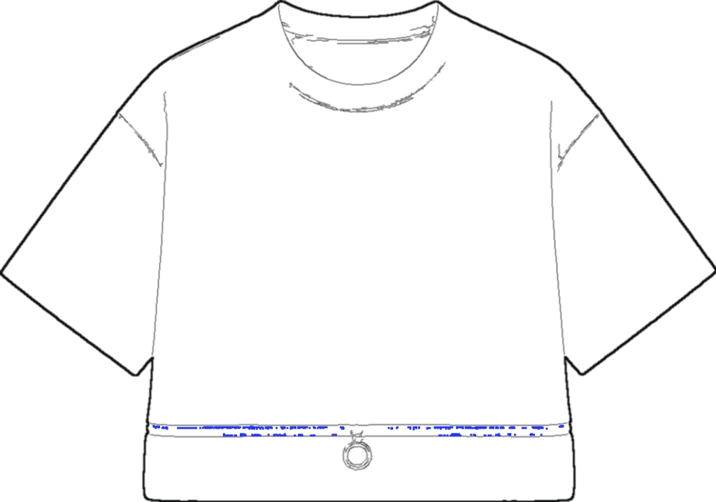 Zip-Hem Cropped Tee, technical line drawing