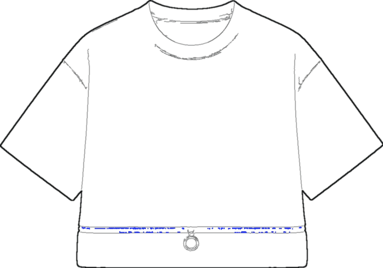 Zip-Hem Cropped Tee, technical line drawing